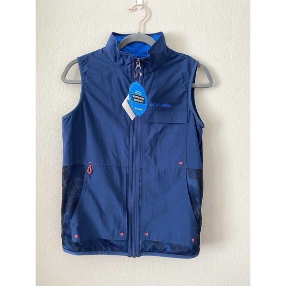 Columbia Blue Water Wind Resistant Lined Vest Boys Large 14-16 NWT